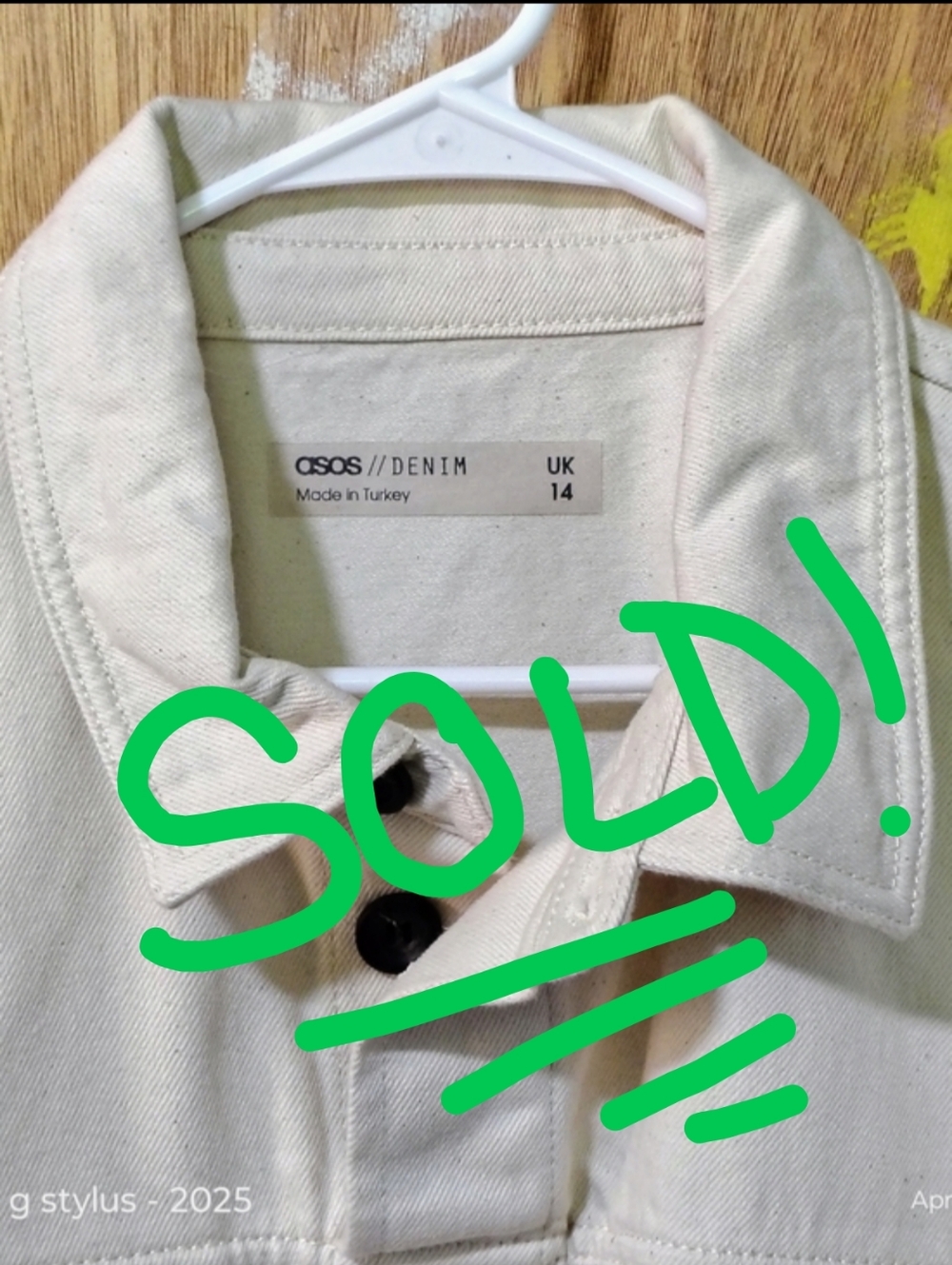 😲🔥ASOS Denim Cream Button-Up Shirt Dress - UK 14 = US 10